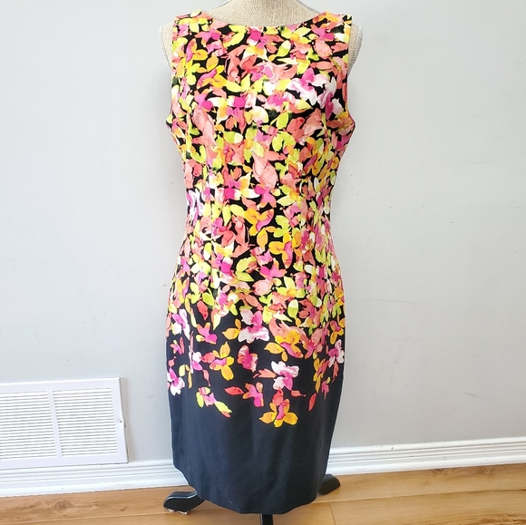 Chetta B Dresses & Skirts - Chetta B Multicolor Floral Cotton Blend High Neck Tank Sheath Dress Size 10